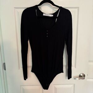 Simons Contemporaine Black Long Sleeve Bodysuit